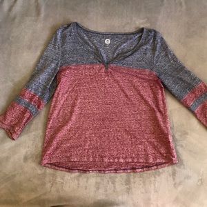 Blue and red baseball tee